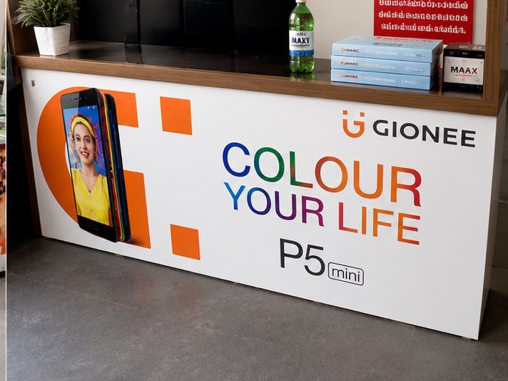 Gionee — Counter & Wall Branding by Aadlabs