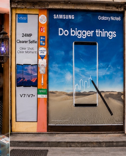 Samsung & Vivo — Storefront Shutter Print by Aadlabs